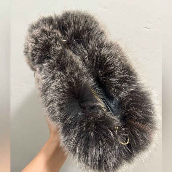 Colorblock Handmade Real Mink Fur & Fox Fur Removable leather Handles Bag - Picture 14 of 14